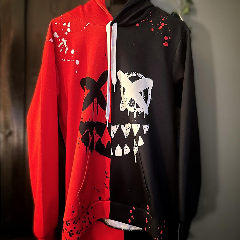 SHEIN Red and Black Graphic Hoodie